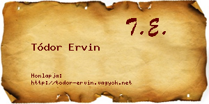 Tódor Ervin névjegykártya